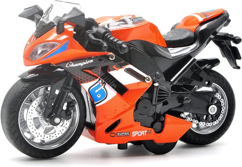 Toy Motorcycles, Diecast Motorcycle Toy with Music Lighting for Kids Age 3-5, Orange Toy Motorcycle for Boys