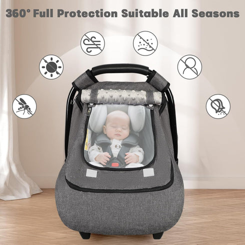 Cozy, GFU Winter Baby Car Seat Cover Waterproof, Windproof Car Seat Covers for Newborns with Double-Layer Window