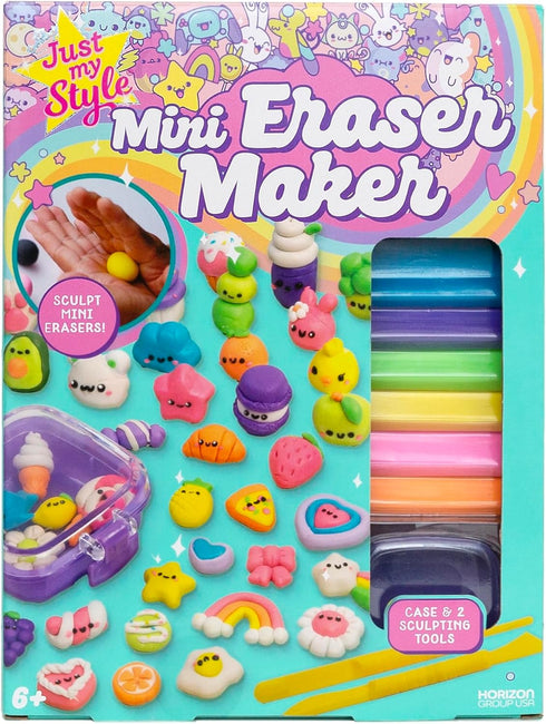 8 6 Just My Style Mini Eraser Maker Sculpt and Design Custom Erasers with Unique Eraser Clays, Tools, and Storage Case