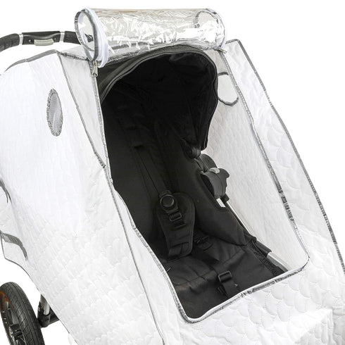 Masirs Universal Baby Stroller Rain Cover, Quilted White Mesh Material for Ventilation and Night Visibility