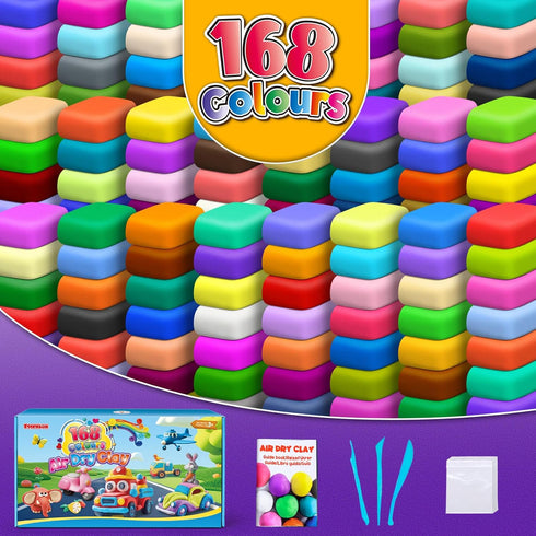 168 3 4 5 6 7 8+ ESSENSON Air Dry Clay Colors, Modeling Clay for Kids, DIY Molding Magic Clay for with Tools, Toys