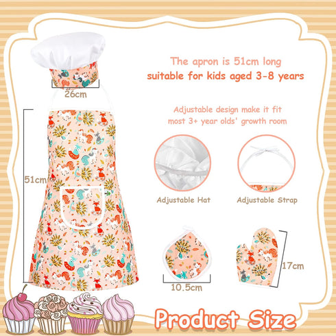 Set 26pcs Set 3 4 5 6 8 KAEGREEL Kids Baking Chef with Unicorn Apron and Mitt, Kitchen Toys Kid Cooking with Chef Hat