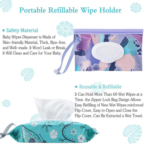FEBSNOW 2 Pack Baby Wipe Dispenser, Reusable Portable Holder for Travel Baby Wipes