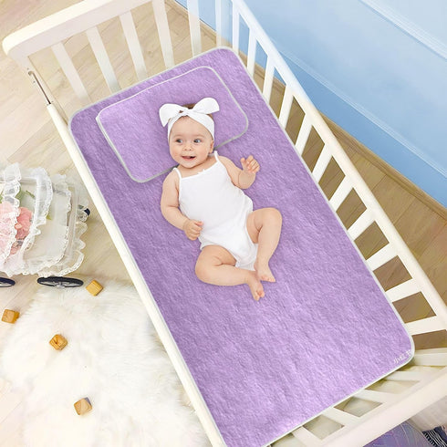 SyXIOP 28" 52" Purple Cooling Baby Waterproof Crib Mattress Protector x Ultra Soft Bed Pads Disposable for Baby&Toddler