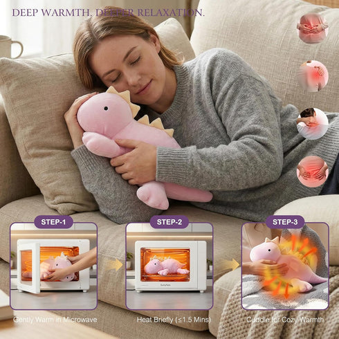 OSOCU 1.4 Lb 16" Microwavable Heating Pad Purple Stegosaurus Plush - Weighted Stuffed Animal Toy with Tourmaline Beads