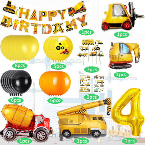 Cobesyood Construction Birthday Party Supplies,Party Decorations Kits Construction Birthday Party Supplies Foil