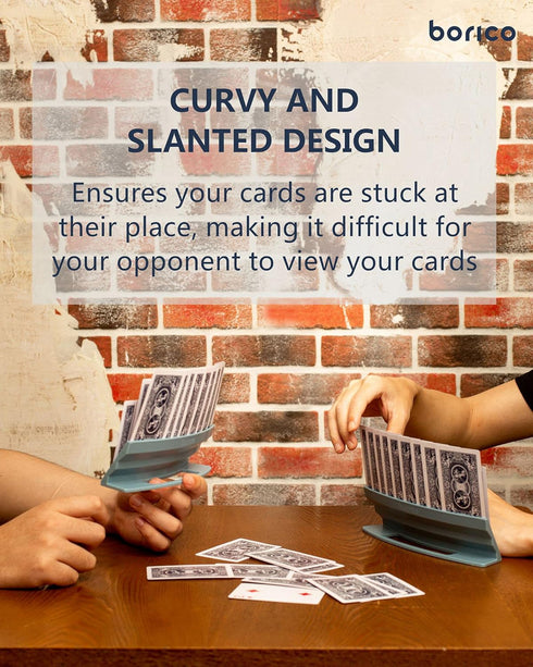 Card Holders for Playing Cards - 4 Pack Storage Tray for Kids and Adults, Travel Pouch Included (Gray)
