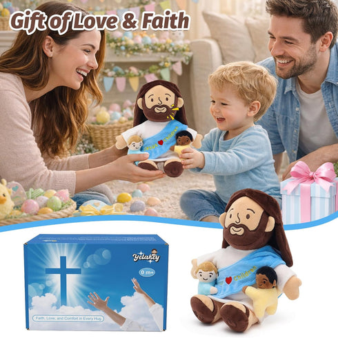 9" Yelakey Talking Jesus Plush for Kids, Jesus Loves Children Stuffed Doll for Church Easter and Baptisms Favors, Jesus