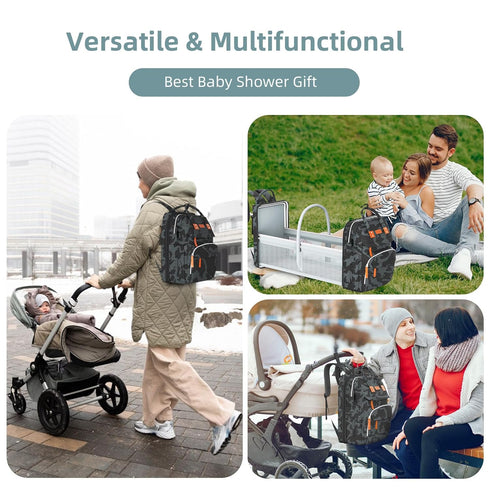 Backpack ISMGN Diaper Bag with Changing Station, Large Diaper Bag, Multifunctional Diaper Bag, Baby Bag, Camo