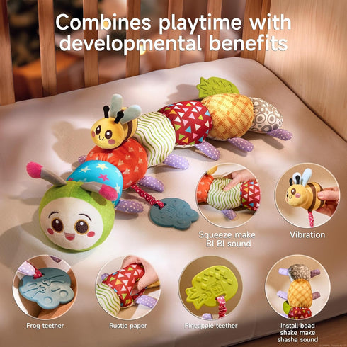 0 3 6 9 12 Tummy TUMAMA Baby Toys for Months, Caterpillar Sensory Toy, Infant Baby Stuffed Animal Activity Soft Toys