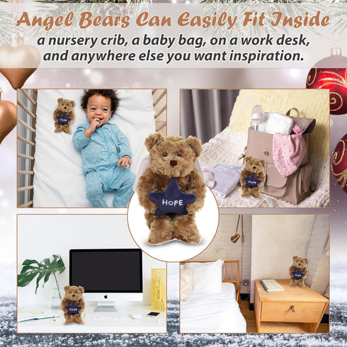 Plushland Angel Bears, 6 Inches, Soft Stuffed Animal with White Wings and Halo, Gift for Christmas