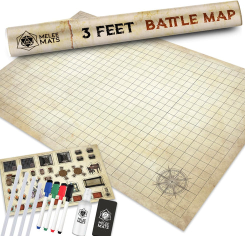 Melee Mats DND Map Starter Set - 24 x 36", Wet &