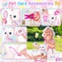 NINAOR Interactive Cat Toys for Kids with Crossbody Bags, Stuffed Cat Plush with Leash Walking Meow Pretend Play Kitty
