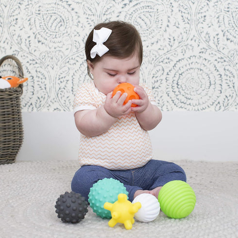 Infantino Textured Multi Ball Set - 6 Piece Toy for Sensory Exploration, Ages 6 Months and Up