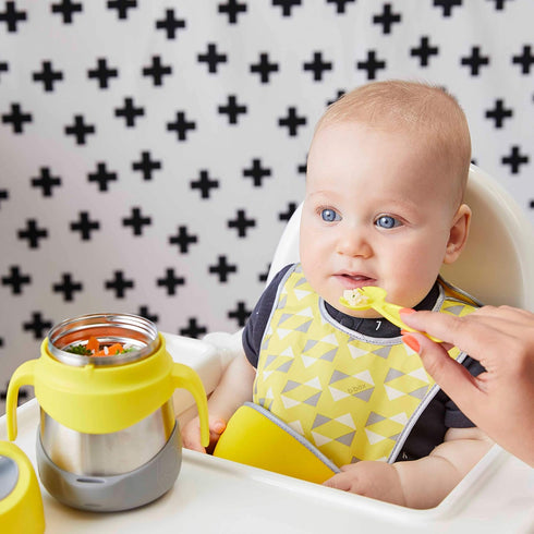 b.box Insulated Food Jar with Spork for Toddlers - Easy Open Container, 11 oz, Blue Slate
