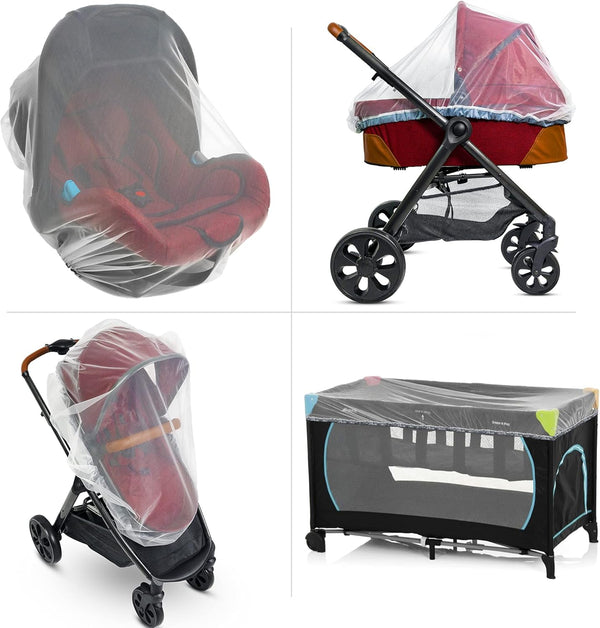 Baby Mosquito Net for Stroller, Carrier & Bassinet - Elastic Drawstring Infant Bug Net for Jogger & Car Seat