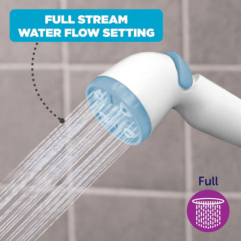 2-in-1 10-foot Playtex Baby Shower Sprayer for Baby and Toddler Bath Time, Blue/White, Hose