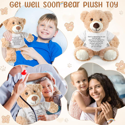 A Bear Hug Get Well Soon Gift, Plush Stuffed Animal for Sympathy (Khaki)