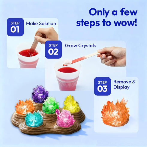 7 8-12 JOVA Klever Kits Crystal Growing Lab- Color Crystal Growing Kit with Light-Up Base, Educational Toys Birthday