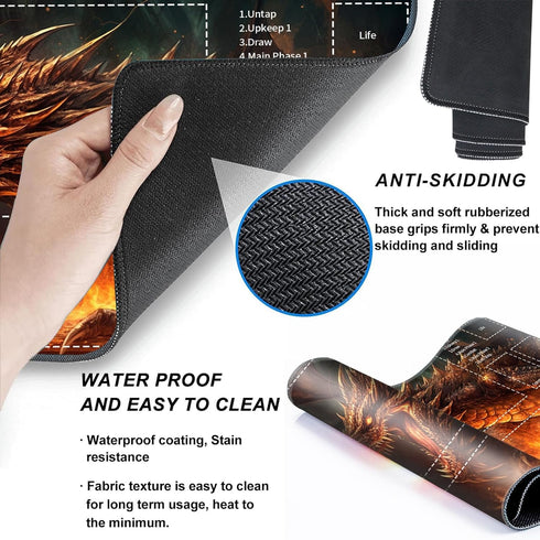 MTG Card Playmat with Magic Zone - Non-Slip Game Play Mat for TCG and RPG Games, 24 x 14 inches