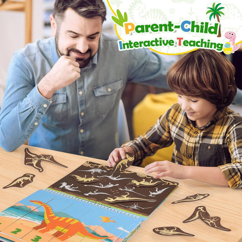 Montessori Dinosaur Themes Busy Book for Toddlers, Educational Learning Toys for 3-5 Year Olds, Birthday Gifts