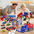 3 4 5 6 6 SpringFlower Carrier Truck Race Track Toys, Boy Toys for Years Old Boys with Lights Sounds, Transporter Race
