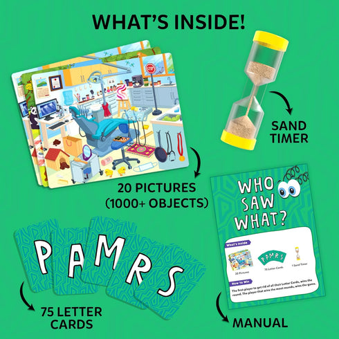 60 7, 8, 9 Skillmatics Board & Card Game Who Saw What? in Seconds, Memory Game for Kids, Teens & Adults, Fast-Paced