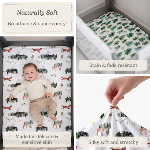 Pack Pack (38x26), 2-Pack and Play Sheets Fitted, Mini Crib Sheets for Graco N Play Playard Ultra Soft Organic Cotton