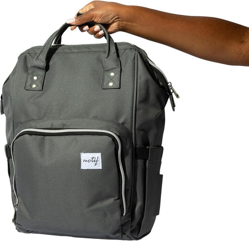 Motif Medical Breast Pump Backpack Stylish Insulated Bag w/ Cooler, 9 Pockets,