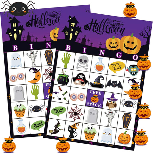 Funnlot Halloween Bingo Game for 24 Players - Party Games for Kids, School Classroom, Family Activities