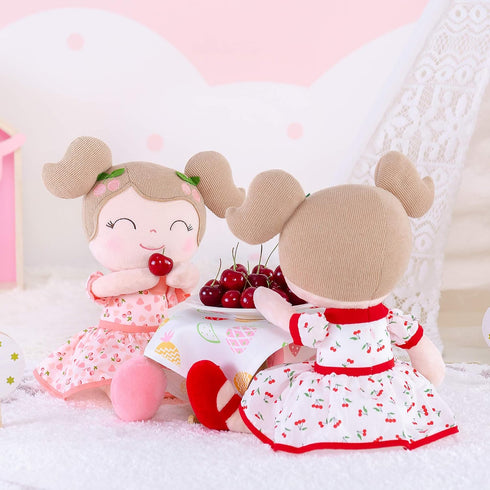 Gloveleya Baby Doll Girl Gifts, Plush Toys Soft Dolls, Cherry Girl Red 14 Inches with Gift Box
