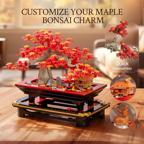 Set 900 Set Wise Block Japanese Red Maple Bonsai Tree Building Toy for Adults - Pcs Artificial Bonsai Tree Building
