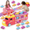 aruemp 12 in 1 Princess Carrier Truck with Girls Car Toys, 2-Player Race