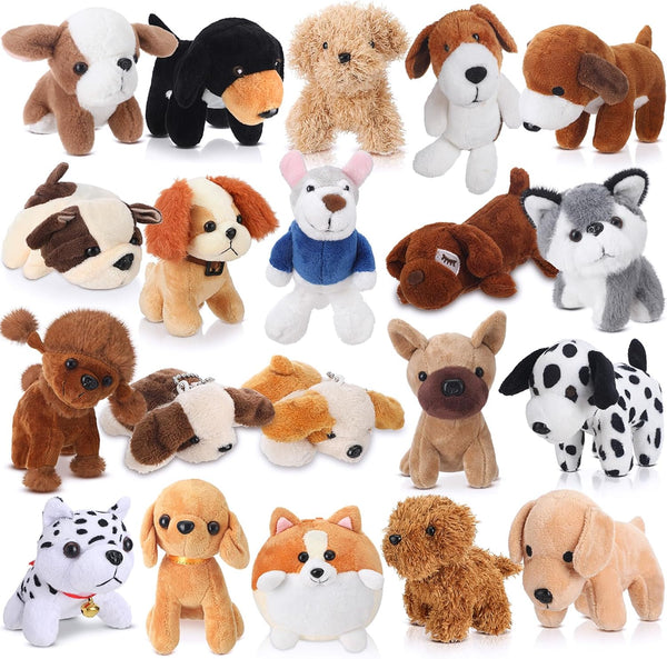 Sosation 20 Pcs Mini Plush Stuffed Puppy - Bulk Dog Party Favor Gift Toy for Goodie Bag Fillers