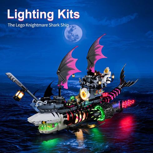 LED Lighting Kit for Lego 71469 Nightmare Shark Ship, Compatible with Building Block Models (Remote Control Version)