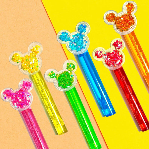 Mouse Party Favors 24Pcs Glitter Mouse Bubble Wands for Kids Cute Mouse Ear Bubble Wand for Cartoon Mouse Theme Birthday Party Supplies Classroom Prizes Pinata Goodie Bag Stuffers Gifts