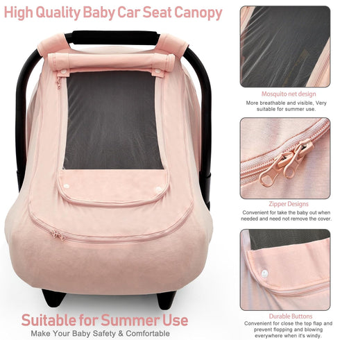 Summer/Spring,100% Baby Car Seat Cover for Organic Cotton Carseat Cover for Babies,Infant Car Seat Cover Canopy