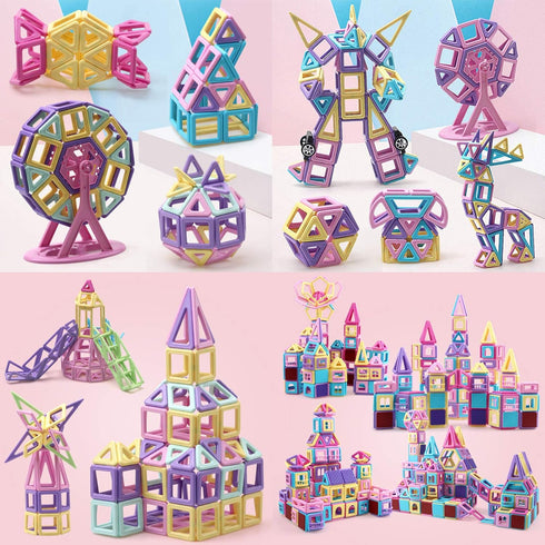 ASOK 133pcs 3D 3 4 5 6 7 8 9 133pcs Magnetic Blocks Magnetic Tiles Castle Educational Learning and Development Toys