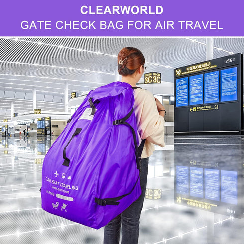 Clearworld Car Seat Travel Bag for Air Travel, Durable Gate Check Bag for Airport,Foldable Baby Stroller Travel Carry
