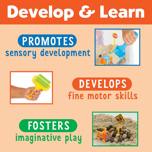 Creativity for Kids Sensory Bin: Construction Zone Playset, Excavator Toys for Boys Ages 3-5+ for Outdoor Fun
