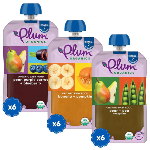 Plum Organics - 6+ Months Organic Baby Food Variety Pack - 3