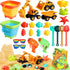 HUITEM Beach Toys for Kids, Sand Toys with 2 Collapsible Beach Bucket,3