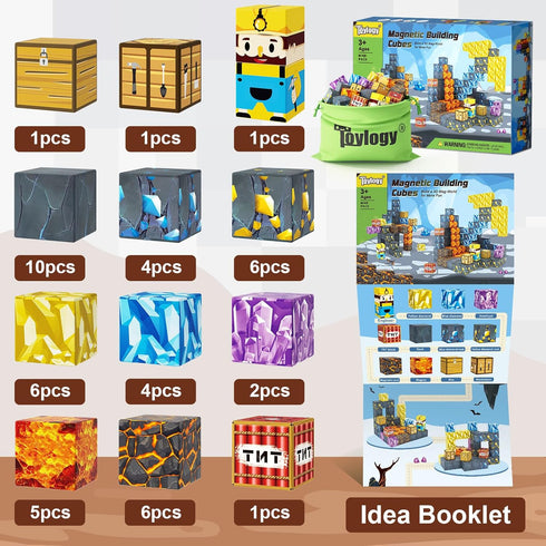 Magnetic Blocks Mine Pickaxe Edition, Build Mine Magnet World, Toddler Toys for Boys & Girls Age 3+