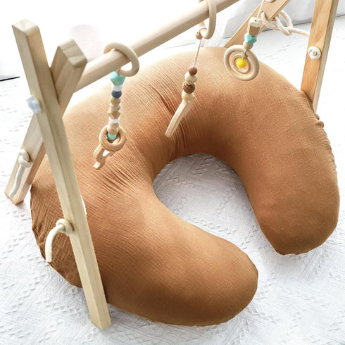 2 Pack, GFU Muslin Nursing Pillow Covers Soft Feeding Pillow Slipcover for Breastfeeding Moms, Removable Case for Baby