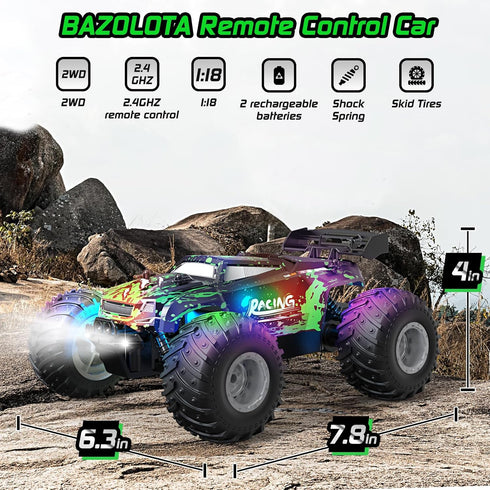 1:18 2WD 20Km/h Remote Control Robot Toys, Scale All Terrain Robot, with Colorful LedLight and Two Rechargeable
