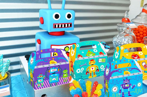 12 LaVenty PCS Robot Birthday Party Favors Boxes Robot Birthday Party Supplies Robot Birthday Party Favors Bags Robot