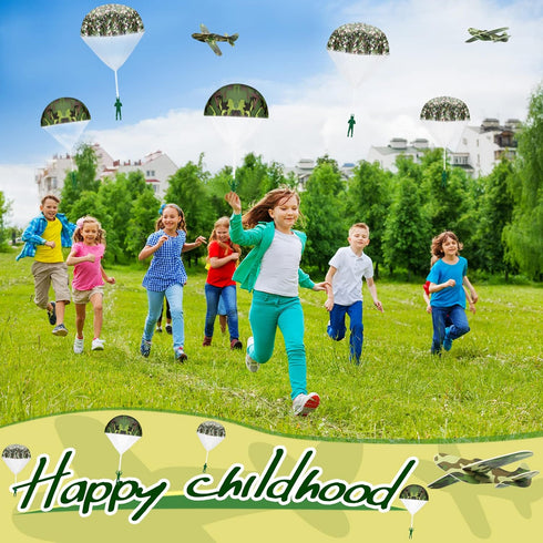 30 Set, Jerify Pcs Parachute Toys and Camouflage Foam Airplanes Parachute Army Men Toys for Kids Army Hand Throwing