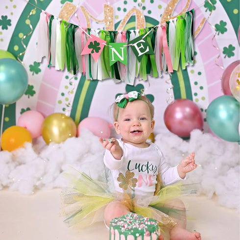 1st Lucky One High Chair Banner - St. Patrick's Day First Birthday Party Decorations,Clover Irish Birthday Party