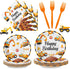 100 Pcs Construction Birthday Party Supplies - Construction Themed Plates and Napkins