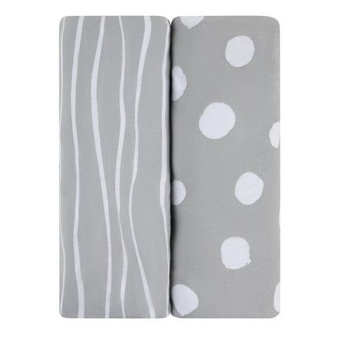Set Changing Pad Cover and Crib Sheet Bundle (Grey Abstract Stripes and Dots Print)
